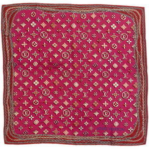 Louis Vuitton Carre Your Highness Monogram Scarf Silk Pink Red